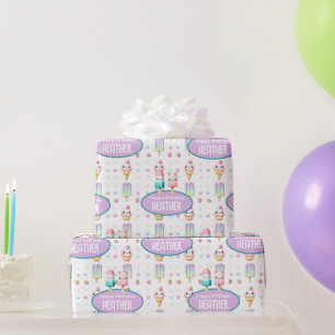 Niedliches Personalisiertes IcePop Sommer Geburtst Geschenkpapier