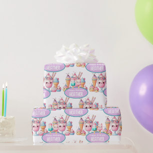 Niedliches Personalisiertes IcePop Sommer Geburtst Geschenkpapier