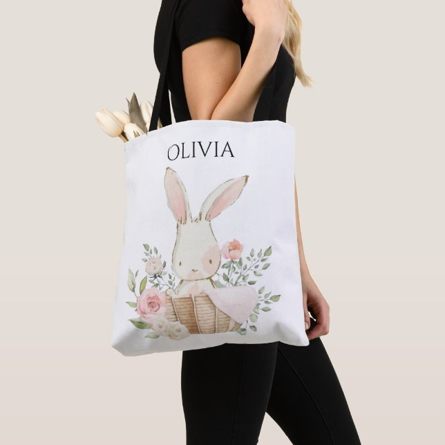 Niedliches Personalisiertes Kaninchen in Basket Tasche (Von Nahem)
