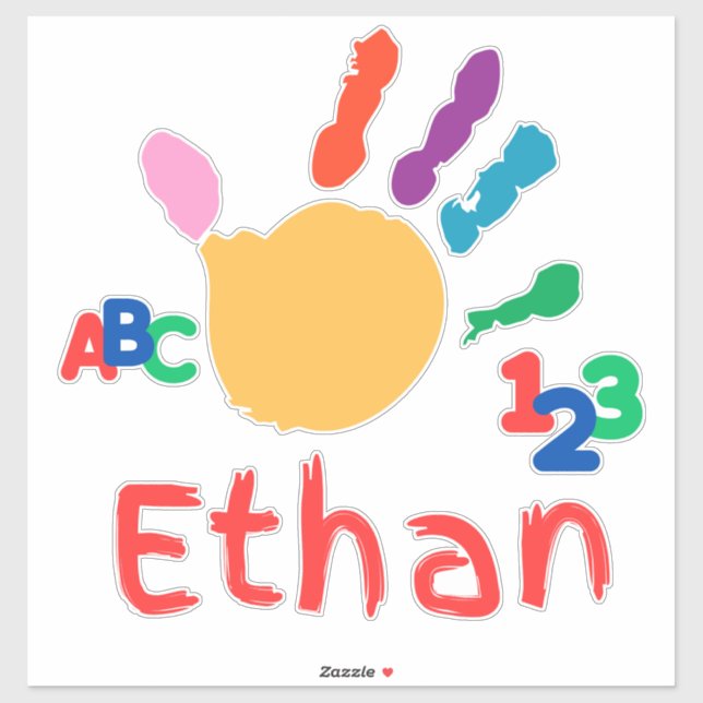 Niedliches Personalisiertes Kid's ABC Handfarbe 12 Aufkleber (Blatt)