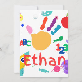 Niedliches Personalisiertes Kid's ABC Handfarbe 12 Einladung