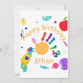 Niedliches Personalisiertes Kid's ABC Handfarbe 12 Einladung