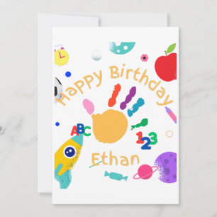 Niedliches Personalisiertes Kid's ABC Handfarbe 12 Einladung