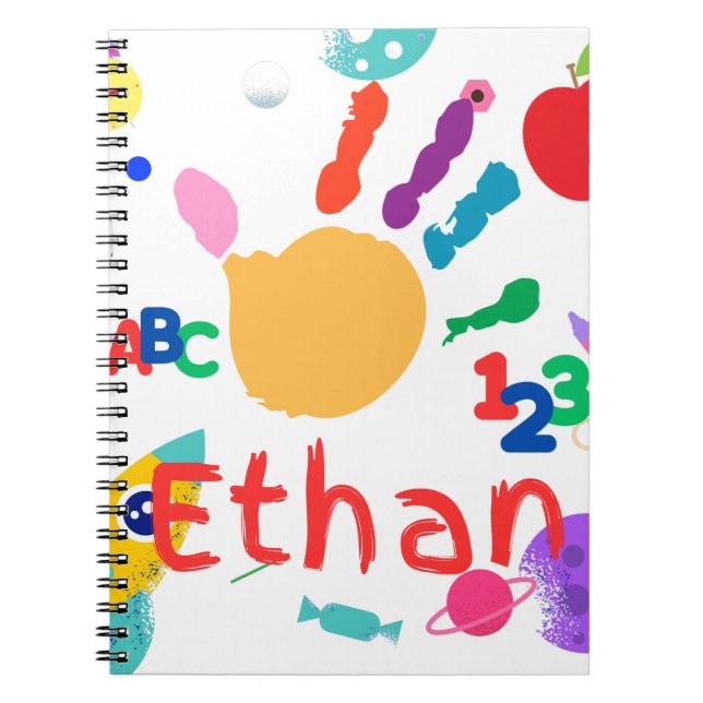 Niedliches Personalisiertes Kid's ABC Handfarbe 12 Notizblock (Vorderseite)