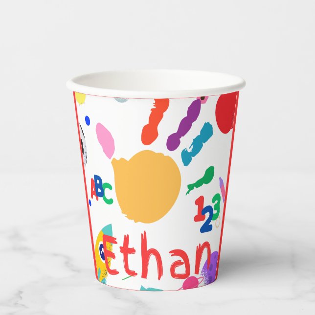 Niedliches Personalisiertes Kid's ABC Handfarbe 12 Pappbecher (Vorderseite)