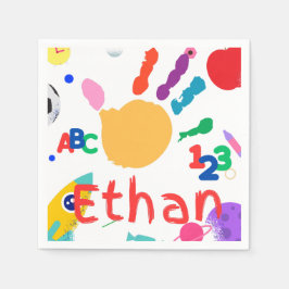 Niedliches Personalisiertes Kid's ABC Handfarbe 12 Serviette