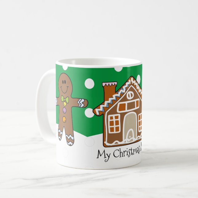 Niedliches Personalisiertes Lebkuchen Weihnachten  Kaffeetasse (Vorderseite Links)