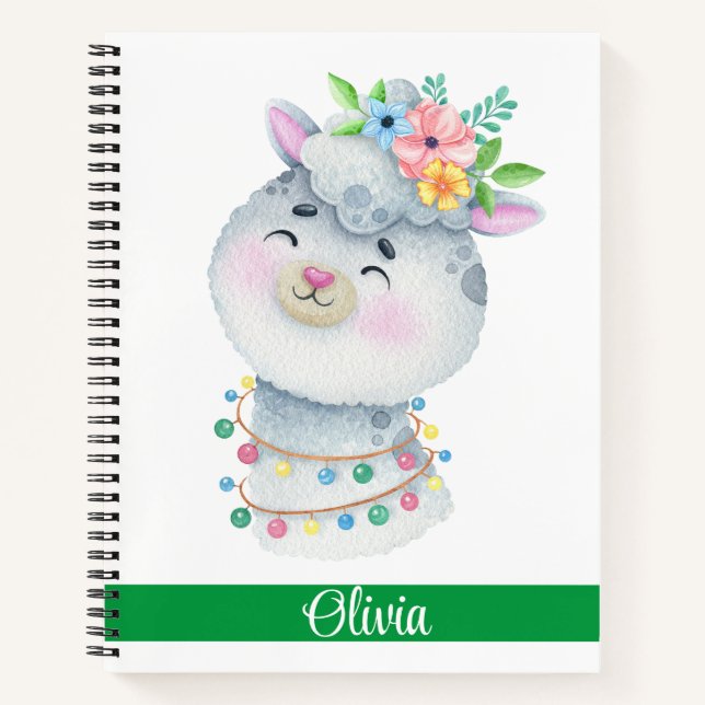 Niedliches Personalisiertes Llama-Notebook Notizbuch (Vorderseite)