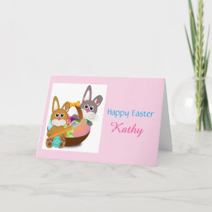 Niedliches Personalisiertes Osterkaninchen Feiertagskarte