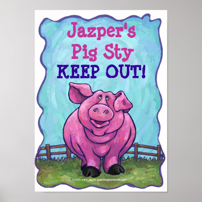 Niedliches Personalisiertes Pig Story Room Poster (Vorne)