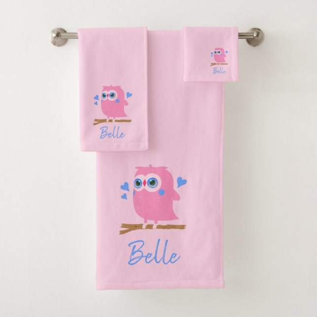 Niedliches Personalisiertes Rosa Bad Handtuch Set (Insitu)