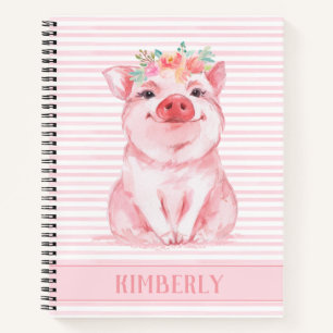 Niedliches Personalisiertes Rosa Ping Notizbuch