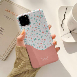 Niedliches Personalisiertes rosa und blaues Terraz Case-Mate iPhone 14 Hülle