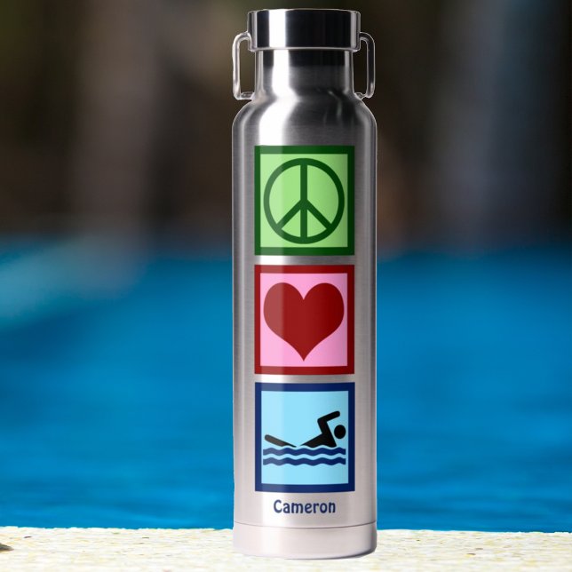 Niedliches Personalisiertes Schwimmer Liebe Schwim Trinkflasche (Von Creator hochgeladen)