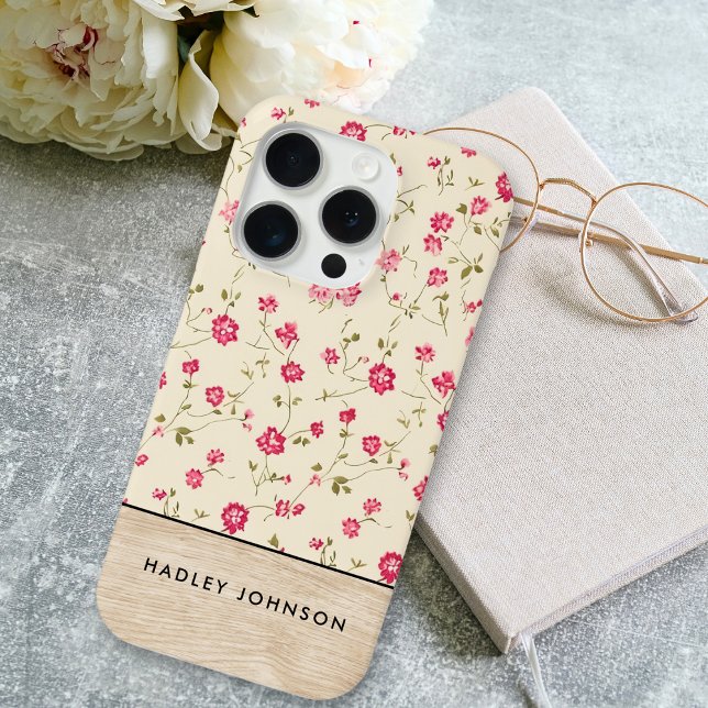 Niedliches Personalisiertes Shabby Chic Blumenholz Case-Mate iPhone Hülle (Von Creator hochgeladen)