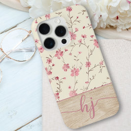 Niedliches Personalisiertes Shabby Chic Blumenholz Case-Mate iPhone Hülle
