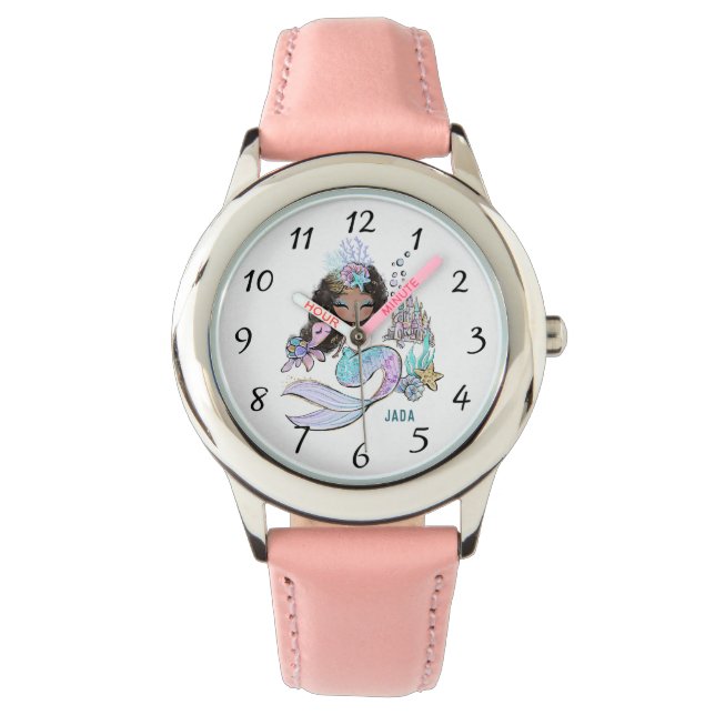 Niedliches Personalisiertes Wasser - Meerjungfrau Armbanduhr (Vorderseite)
