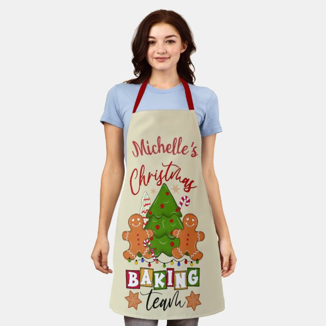 Niedliches Personalisiertes Weihnachtsbackteam Schürze (Getragen)