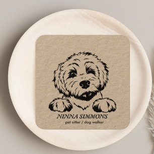 Niedliches Pet Care Sitter Dog Walker Foto Rustika Quadratische Visitenkarte