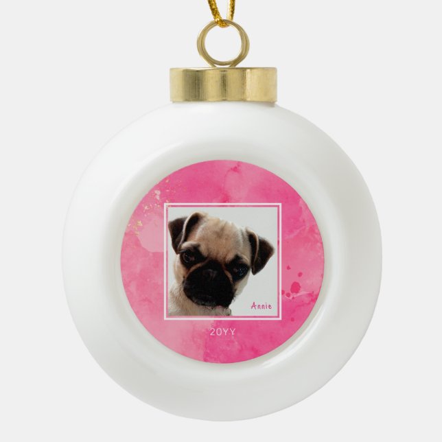 Niedliches Pet-Foto Keramik Kugel-Ornament (Vorderseite)