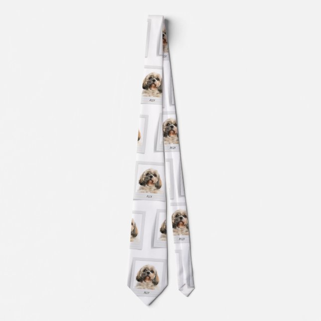 Niedliches Pet Foto Muster Shih Tzu Dog CustoM Krawatte (Vorderseite)