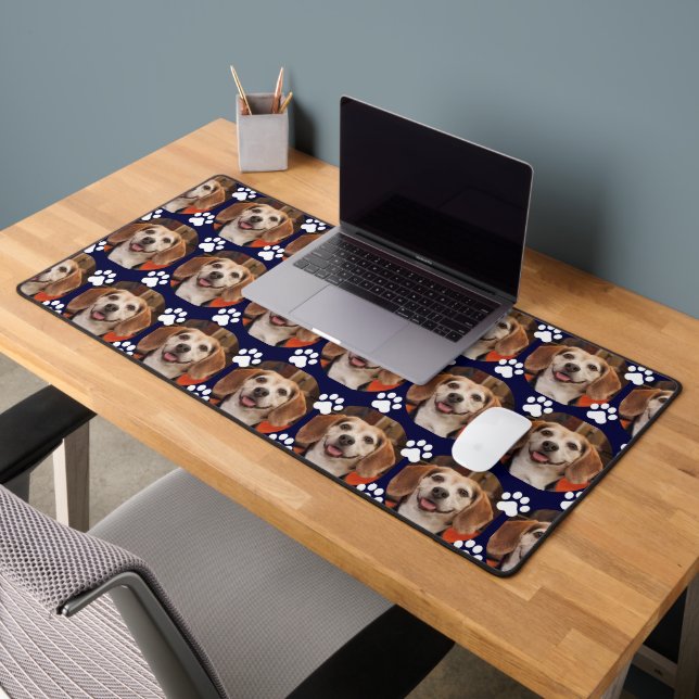 Niedliches Pet Foto PW Print Navy Gaming Schreibtischunterlage (Büro 2)