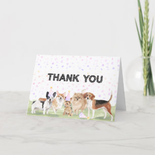 Niedliches Pet Pawty Pink Hund Geburtstagsparty Dankeskarte