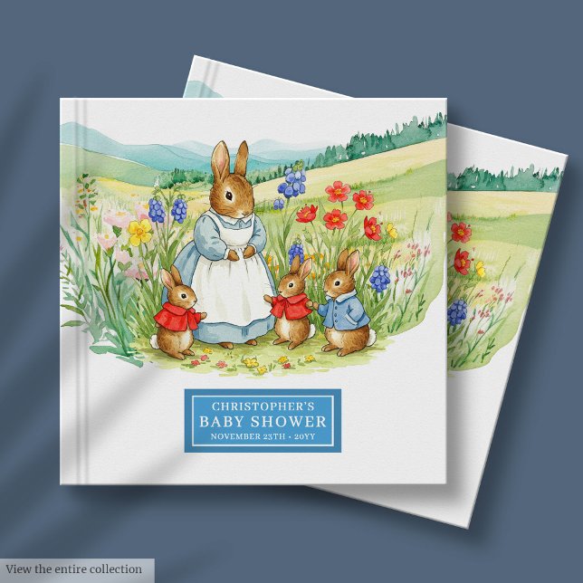 Niedliches Peter Rabbit Baby Shower Gästebuch für  (Cute Peter Rabbit Baby Shower Guest Book for Boys)