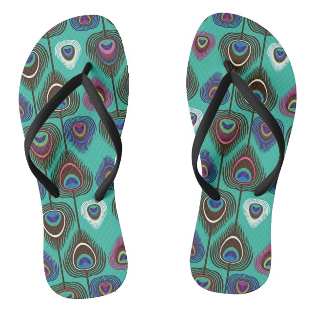 niedliches Pfauenfedermuster Flip Flops (Fußbett)