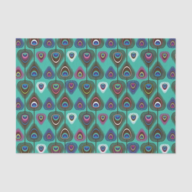 niedliches Pfauenfedermuster Seidenpapier (Vorderseite)