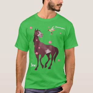 Niedliches Pferd Blume T-Shirt