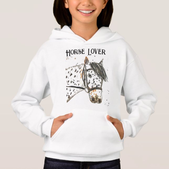 Niedliches Pferd Lover Reittier Cowgirl Watercolor Hoodie (Vorderseite)