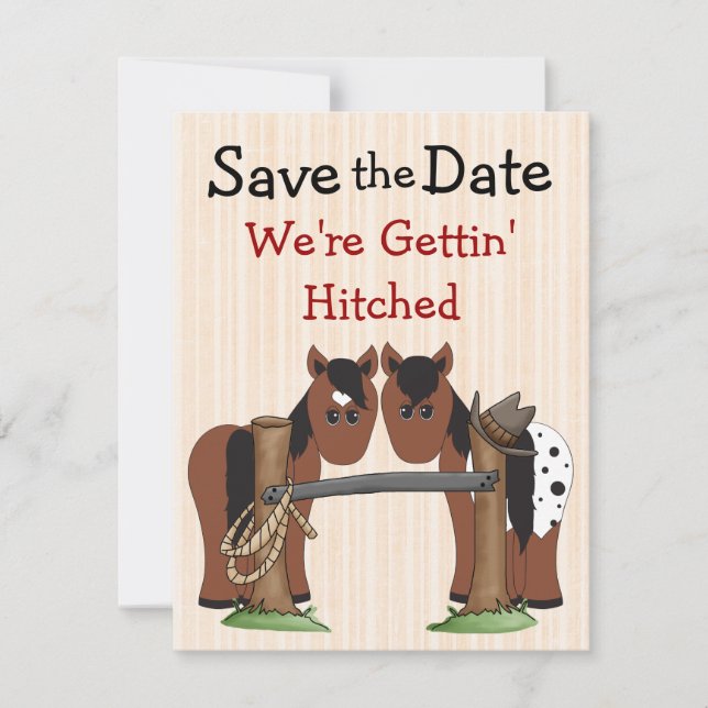 Niedliches Pferd Save the Date Hochzeitsmitteilung (Vorderseite)