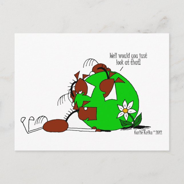 Niedliches Pferd & Wilde Blume Cartoon Postkarte (Vorderseite)