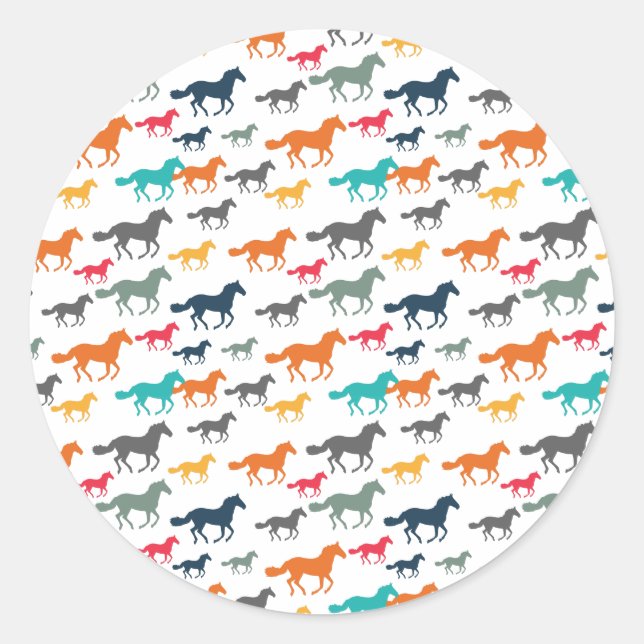 Niedliches Pferdemuster Runder Aufkleber (Vorderseite)