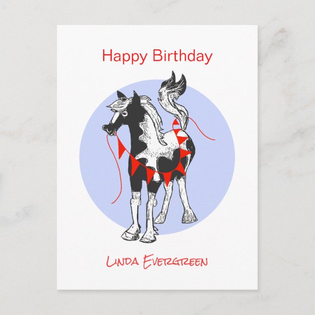 Niedliches Pferdeschlaf zum Geburtstag Feiertagspostkarte (Vorderseite)