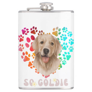 Niedliches Pfoten Herzgolden Hund Welpen Haustier Flachmann