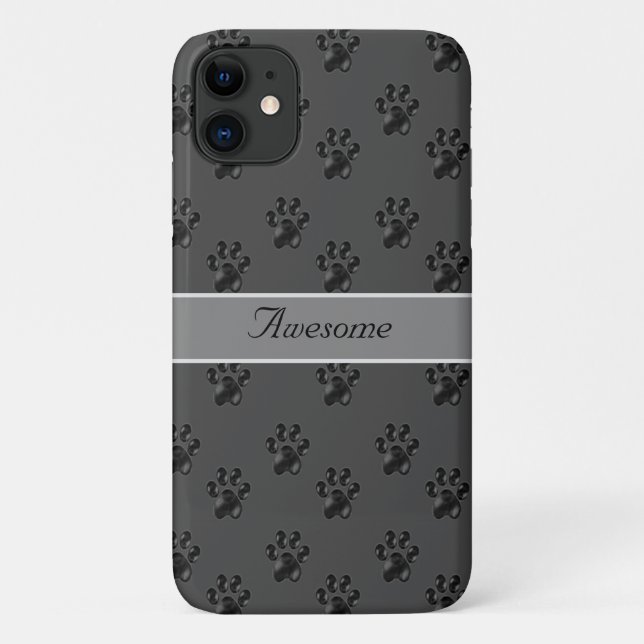 Niedliches Pfotenmuster und Kalligraphie Case-Mate iPhone Hülle (Rückseite)