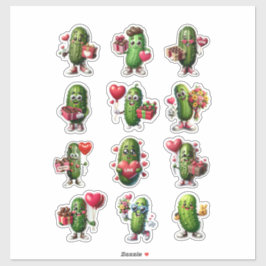 Niedliches Pickle am Valentinstag Aufkleber