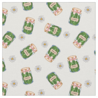 Niedliches Pickle Jar & Daisy Nahtlose Muster Stoff