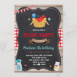 Niedliches Picknick Party Geburtstagsfeier Einladung