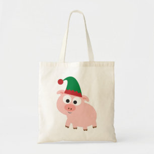 Niedliches Pig Christmas Elf Tragetasche