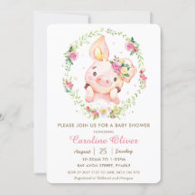 Niedliches Piggy Pink Blumengrün Kinderdusche