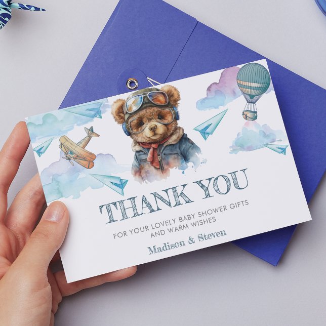 Niedliches Pilot Teddy Bear Baby Dusche Danke Kart Einladung (Von Creator hochgeladen)