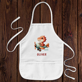 Niedliches Pilotenflugzeug mit Dinosaurier Kinderschürze