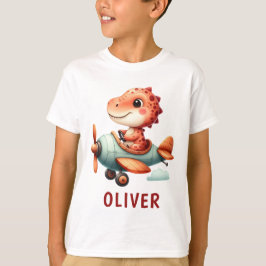 Niedliches Pilotenflugzeug mit Dinosaurier T-Shirt