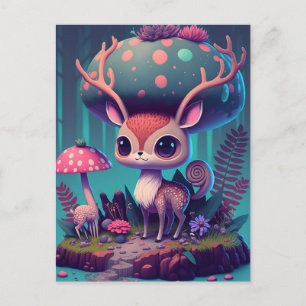 Niedliches Pilz-Deer Fantasy Postkarte