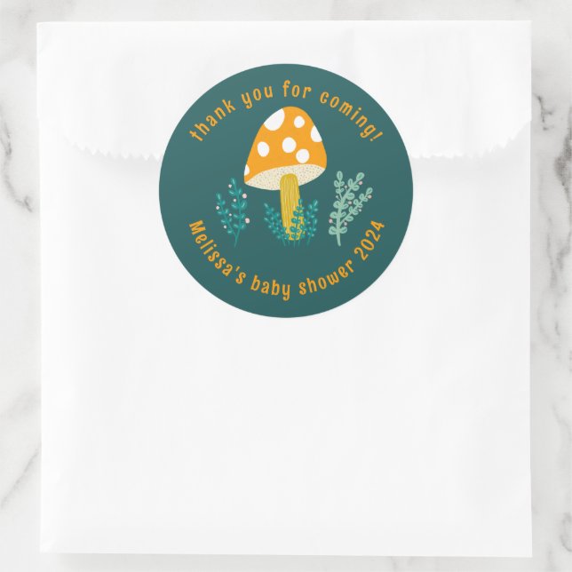 Niedliches Pilz & Kräuter Danke CUSTOM Kinderdusch Runder Aufkleber (Tasche)