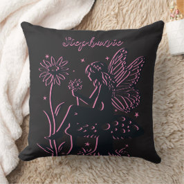 Niedliches Pilz- und Blume Schwarz/Rosa Kissen