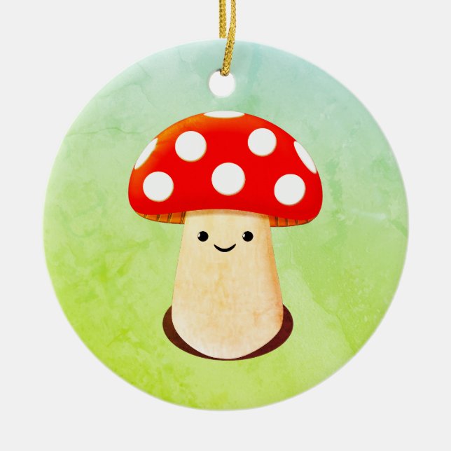 Niedliches Pilz Zeichnend Keramik Ornament (Vorne)